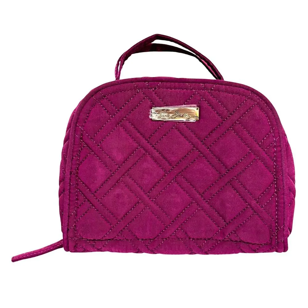 Vera Bradley purple berry quilted cotton jewelry case zipper pouch top handles